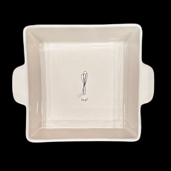 Rae Dunn Sketch BEAT Whisk Square Baking Dish - Picture 4 of 14